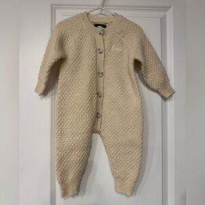 Roots Baby Cream Textured Knit Romper Jumpsuit Infant Neutral Size 3-6 Months